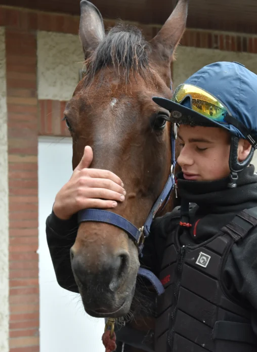 Cheval et élève à l'écurie