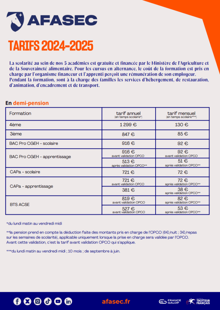 Tarif 2024-2025